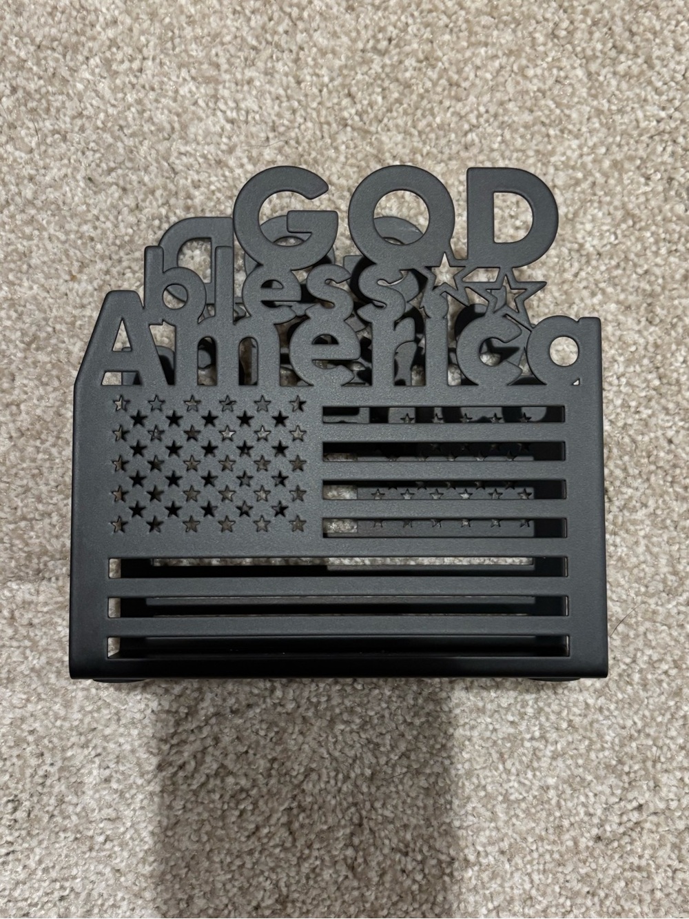 God Bless America Metal Napkin Holder- Black